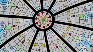 گنبد کاووس - اجرای گنبد شیشه‌ای با شیشه های تزئینی