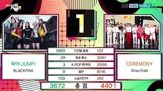 همین الان استری کیدز برای بار دوم برنده شد. رقیب: بلک پینک.