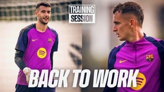 جلسه تمرینی بازیکنان بارسلونا پیش از بازی با والنسیا