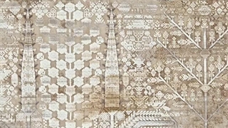 کالکشن مانلی فرش 1200 شانه وینتیج کرم حاشیه سبز E131001