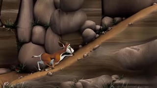 غزال غزال از صخره‌ها بالا می‌رود