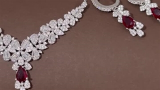 سرویس نقره زنانه زنجیری نگین قرمز