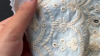 پارچه تافته سوزن دوزی آبی کبریتی