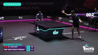 بنیامین فرجی در برابر Li Hechen | مرحله یک چهارم نهایی ITTFWorldYouths 2025