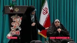 سخنان جانباز جنگ 12 روزه فهیمه‌ سادات هاشمی‌ تبار فرزند دانشمند شهید سید اصغر هاشمی‌تبار محضر رهبر معظم انقلاب