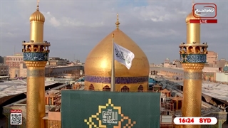 پرچم فاطمه زهراء(س) بر فراز حرم امیر دلها علی(ع)