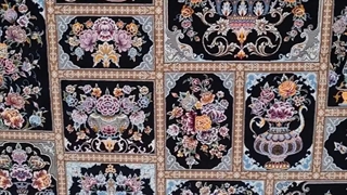 فرش 1200 شانه ضخیم تراکم 3600 کد E134022 کلاسیک مشکی فرش متحد آسیا - اقساط تا سال 1410