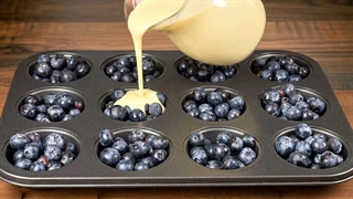من این ترفند را در یک شیرینی فروشی یاد گرفتم! یک کاپ کیک بلوبری رویایی در ۴ دقیقه!